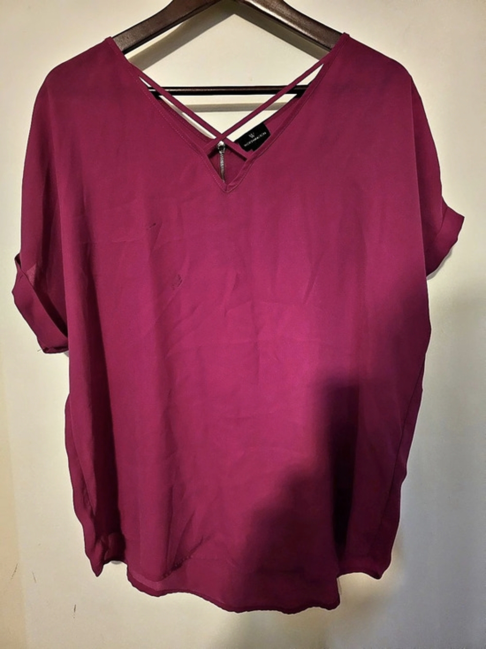 Worthington Pink Short Sleeve Blouse, Size L